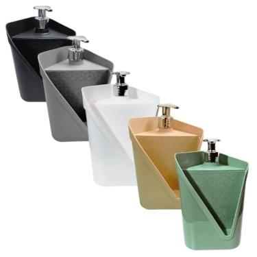 Imagem de Porta Detergente com Suporte para Esponja, Design Moderno, 3 Cores Disponíveis - Preto, Cinza, Nude - 500ml (Preto)