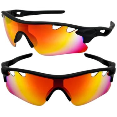 Imagem de Óculos de Sol Esportivo Atleta Ciclista Invocado Premium BIke MTB Speed Corrida Maratona Beach Tennis Altinha com Proteção UV400 - DOUCZ JOACHIM (Preto Lente Vermelha Multicolorida)