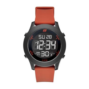 Imagem de Skechers Relógio esportivo masculino Rosencrans quartzo plástico e silicone, Digital preto/vermelho, Cronógrafo, digital