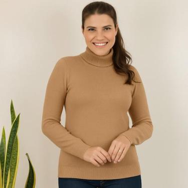 Imagem de Blusa De Frio Cacharrel Feminina Gola Alta Tricot - oem, Doce de leite