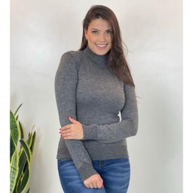 Imagem de Blusa De Frio Cacharrel Feminina Gola Alta Tricot - oem, Grafite