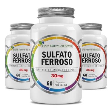 Imagem de Sulfato Ferroso (Ferro 30mg) Kit 3x 60 Capsulas Cada - Flora Nativa do Brasil