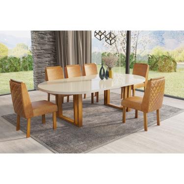 Imagem de Conjunto De Mesa Fluence E 6 Cadeiras Alana Bom Pastor Off Naturale/ M