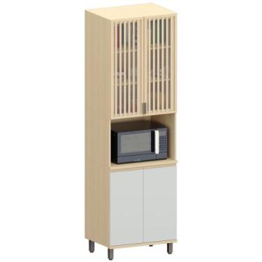 Imagem de Paneleiro de Cozinha Para Micro-ondas Pierre Carvalho/Cinza L01 - Mpoz