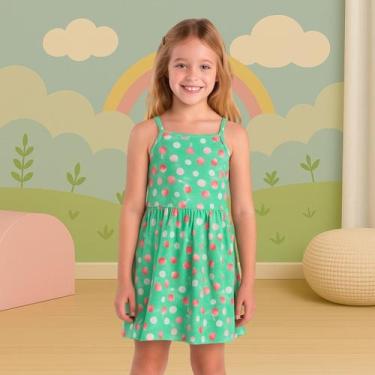 Imagem de Vestido Infantil Menina Verão Meia Malha Estampado Confortavel Moderno