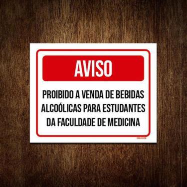 Imagem de Kit 3 Placa Aviso Proibido Venda Bebidas Para Estudantes