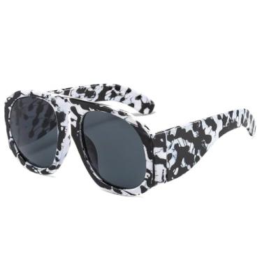 Imagem de Óculos de sol grandes Goggle femininos Steampunk armação grande lente degradê óculos de sol femininos, C12Flower, preto, tamanho único