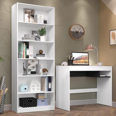 Imagem de Escrivaninha Madesa Rubi + Estante Livreiro 6908 - Branco