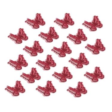 Imagem de PATIKIL 20 peças de enfeites de borboleta, 5 cm de renda de camada dupla de organza com apliques costurados em apliques para casamento, noiva, roupas, chapéu, cortina, vinho