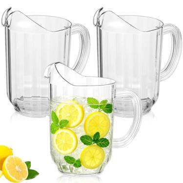 Imagem de Tessco 3 Jarras de Plástico Transparente de 1,800 ml, Jarra Grande para Água, Leite, Chá, Suco, Bebidas e Festas