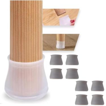 Imagem de kit 16 Protetores de Silicone para Pés de Móveis Flexível Universal para Cadeiras e Mesas, Branco, Anti-ruído e Anti-arranhões PEZINHO PARA CADEIRA MESA E MOVEIS COZINHA (branco)