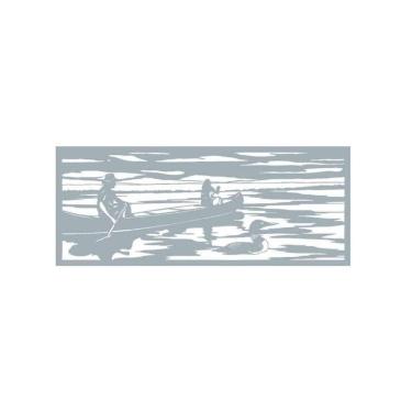 Imagem de Quadro Decorativo Cinza Mdf Barco Pescadores 40X20Cm