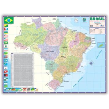 Imagem de Mapa Do Brasil Dobrado 0,90 X 1,20m - Político E Rodoviário - Escolar 