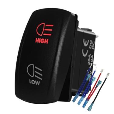 Imagem de BACAUTOPARTS Interruptor De Farol Alto E Baixo Vermelho 12V 24V Com Fios 7 Pinos Liga-Desliga-Liga Dpdt 3 Vias Para Carro, Caminhão, Can Am Commander Suv, Veículo Off-Road, Substituição Painel Rzr