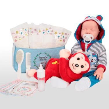 Imagem de Boneco Realista Roupa Macaquinho com Bolsa e Acessórios - Cegonha Rebo
