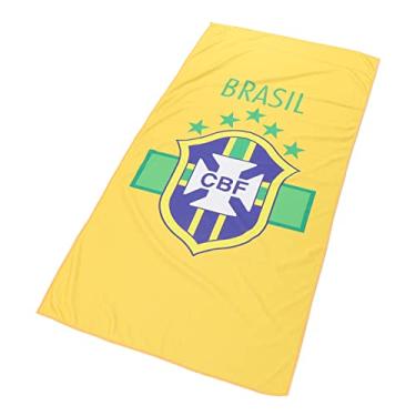 Imagem de KIMISS 2022 Toalha de Praia de Bandeira da Equipe Nacional, Toalha de Banho de Fibra de 140x72 Cm para Fãs de Futebol, Seco Rápido e Versátil para Uso da Piscina, Praia e Banho (Brasil)