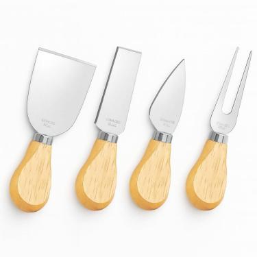 Imagem de Kit Para Queijo Gourmet 4 Peças Premium em Inox | Faca, Garfo e Espátulas para Cortes Preciso | Elegância Para Tábuas de Frios e Degustações