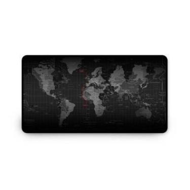 Imagem de Mouse Pad Gamer Speed, Extra Grande, 100x50 Cm - Mapa Mundi Preto Premium