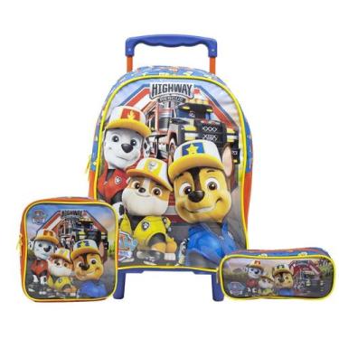 Imagem de Kit Mochila Patrulha Canina Rodas Estojo Lancheira Infantil - Xeryus