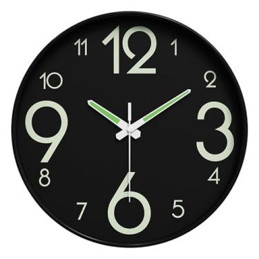 Imagem de KiBcsLic Relógio de parede luminoso com números luminosos e minimalista de 25 cm, relógio decorativo para banheiro, sala de estar, decoração de casa, Style C