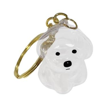 Imagem de Generic Chaveiro em formato de cachorro, pingente para bolsa, presente de condolências, medalhão portátil para cabelo, lembrança, exclusivo, transparente, Bichon Frise