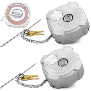 Imagem de LOBIUTIYA Pacote com 2 tampas de tanque de combustível fêmea de 7,6 cm, compatível com Freightliner Century 112, Cascadia 125, Columbia 112 120, tampa de combustível de caminhão de alumínio, substitui