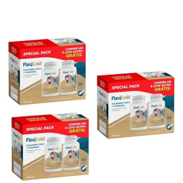 Imagem de Kit 3 unidades Colágeno Tipo II com Vitaminas, 2 Frascos de 30 Cápsulas Flexigold Herbamed