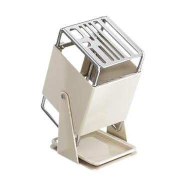 Imagem de Ｂｅｓｇａ de facas, vários compartimentos, fácil de limpar, suporte de armazenamento de aço inoxidável, escorredor de pratos, suporte para facas de, Branco
