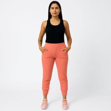 Imagem de Calça Moletom Feminina Jogger 3D Com Bolsos Laterais Cereja Rosa, Peti