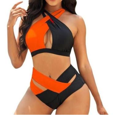 Imagem de Biquini Cintura Alta com Alças Cruzadas Combinações com Preto - no-bra