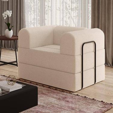 Imagem de Poltrona Solteiro D-plus 90 Cm Monaco - Boucle Bege Boucle Bege