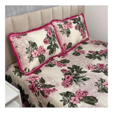 Imagem de Jogo de Colcha Casal Box Linhão com Franja e Fronhas Algodão – Cobre Leito Estampado Dupla Face, Macio e Durável(MODELO - 13)