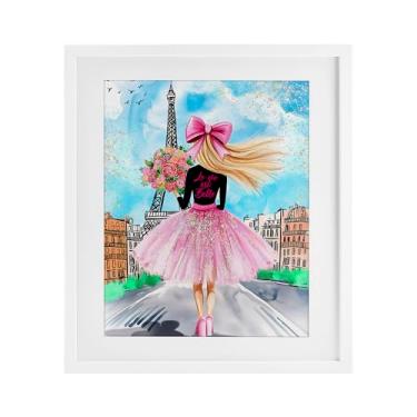 Imagem de Stupell Industries Impressão emoldurada branca parisiense Fashionista & Bouquet sob o vidro por Jess Stempel, 53 x 43 cm