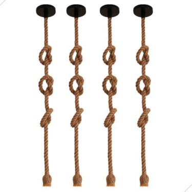 Imagem de Kit 4 Pendente Corda Retro Vintage Rústico Decorativo E27 2 Metros - -