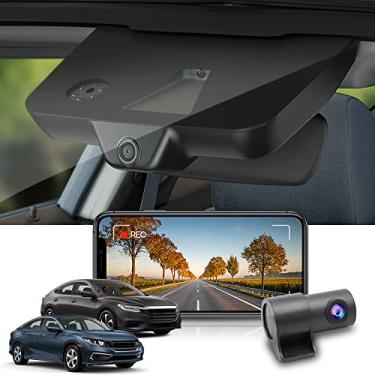 Imagem de Fitcamx Câmera de painel frontal 4K + traseira 1080P se adapta para Honda Civic 2016-2021 (HD2-0211, com 6 ventilações) e Insight 2019-2022, visual de fábrica OEM, vídeo HD duplo, Wi-Fi e aplicativo