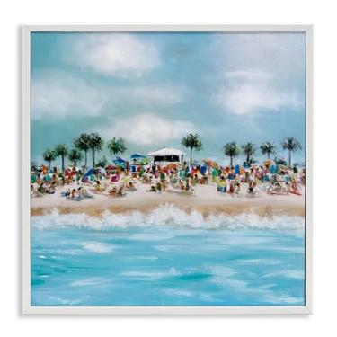 Imagem de Stupell Industries Tropical Cabana Beach Branco Emoldurado Giclee Art Design por Emma Bell, 43 x 43 cm