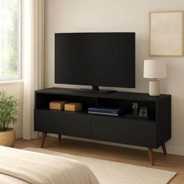 Imagem de Rack bancada sala para tv sienna preto - MADERATTO MÓVEIS