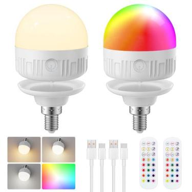 Imagem de Lâmpadas recarregáveis LGMCF com controle remoto (E12RGB, 2)