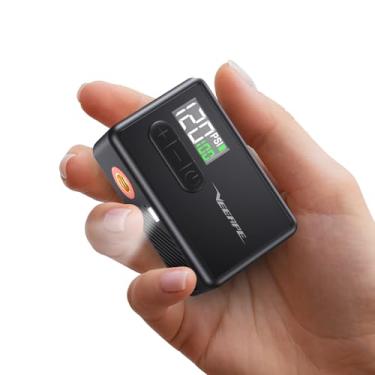 Imagem de VEEAPE Mini bomba de pneu de bicicleta Tiny Pump - Max 120PSI Bomba elétrica portátil para bicicleta - Bomba de ar de bateria recarregável tipo C - Inflador de bicicleta com válvula Presta e Schrader