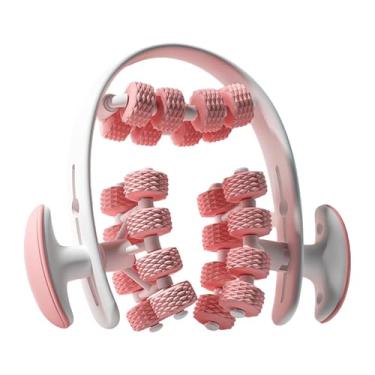 Imagem de Lljsszr Grampo Circular para Pernas com Rolo Muscular de 24 Rodas, Acessórios Portáteis para Massagem Circular Nas Pernas, para Exercícios Corporais, Coxas, V, Rosa