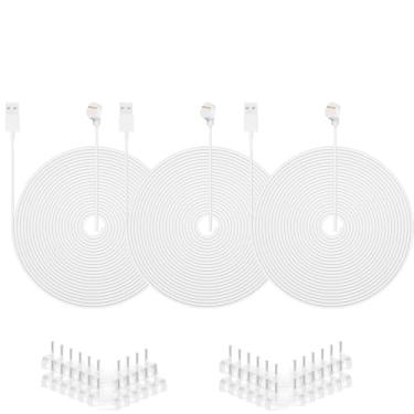 Imagem de Pacote com 3 cabos de alimentação compatíveis com o cabo de carregamento da câmera Google Nest, carregamento à prova de intempéries de 23 pés/8 m para câmera Nest, alimenta continuamente sua câmera