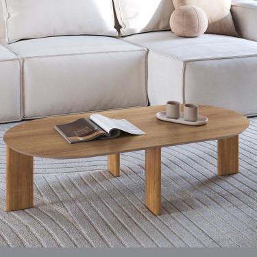 Imagem de Mesa de Centro Orgânica Chanfrada Pé Madeira Complementos Hanover