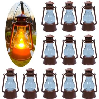 Imagem de Pacote com 12 mini lanternas para pequenos cowboy, mesas de centro de mesa, decorações de festa ocidental, decoração de casamento, acampamento com vela de LED cintilante de 10 cm, enfeites de mesa