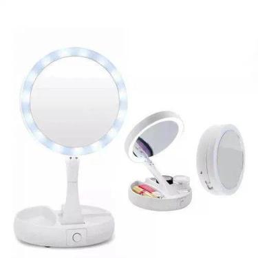 Imagem de Espelho Dobravel Articulavel Led 2 Lados Aumenta Maquiagem REDONDO - M