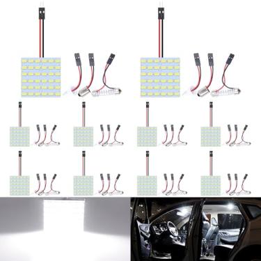 Imagem de QAUBEN Pacote com 10 lâmpadas LED de painel branco frio 5730 5630 36SMD para luz de leitura de mapa automotivo com adaptadores T10/BA9S/Fesoon DC 12V