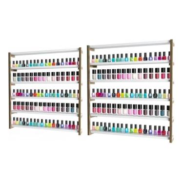 Imagem de Kit 2 Nichos Expositores de Esmaltes Para Manicure Modelo Industrial (Dourado)