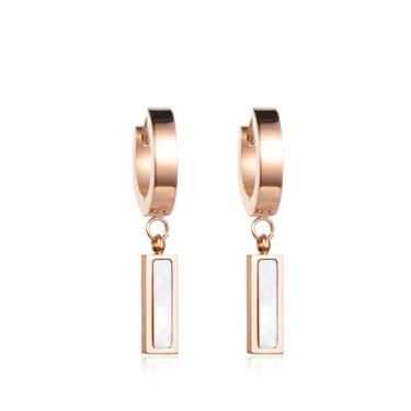 Imagem de Brincos de Argola de Concha - Ouro Rosa e Titânio - Joias da Moda, E17