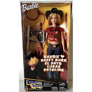 Imagem de Looney Tunes Back in Action Barbie Loves Daffy Duck El Pato Lucas Patolino com 15 cm de pelúcia e Barbie em roupa ocidental (2003)