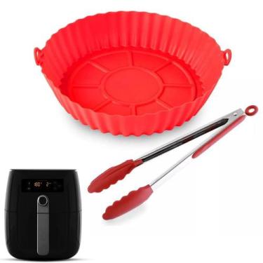 Imagem de Kit Forma Silicone Lavável P/ Fritadeira Air Fryer e Pegador - Clink, 