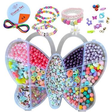 Imagem de Kit Miçanga Infantil p fazer Pulseira Colar Estojo Miçangas - Magia Mi